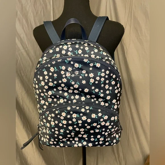 NWOT Kate Spade Dark Blue Daisy Nylon Karissa Backpack - Picture 2 of 12